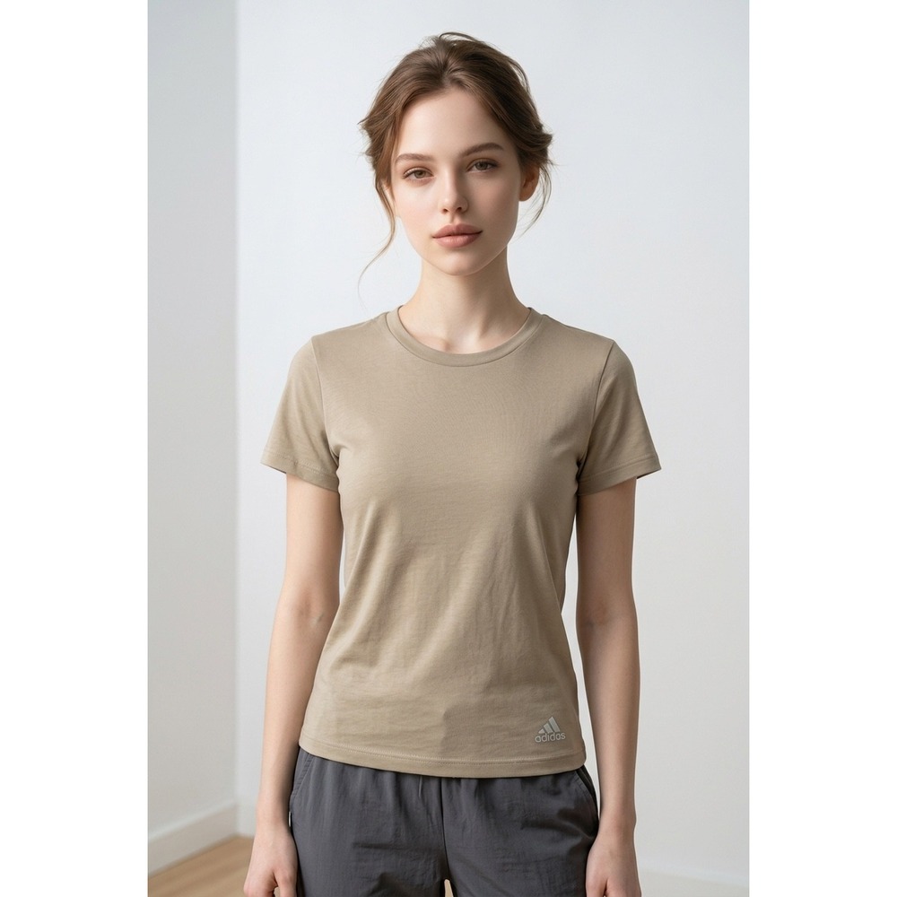 Adidas Womens Training T-Shirt Olive Green Short Sleeve Perforated Back EK0339